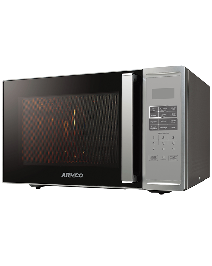 AM-DG3443(AS) - Microwave Oven + Grill, 34L, Digital Touch Control, 900W, 1000W Grill power, 99.99 Min Timer, Speedy Defrost, Multi Stage Cooking, Auto Cooking Menu, Child Safety Lock, Cooking End Signal, Mirror Glass, Silver/Steel.