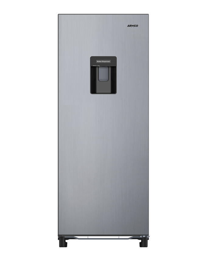 ARF-246WD(DS) - Refrigerator (9.0Cu.ft.g) 183L, 1 door, Tempered glass shelves, Cool Pack, Ice Tray, Big Ice Box (23L), Stylish Handle, Vegetable Crisper, Integrated Fresh Room and Defrosting Tray, 2.5L Water Storage with Water Dispenser, Dark Silver.