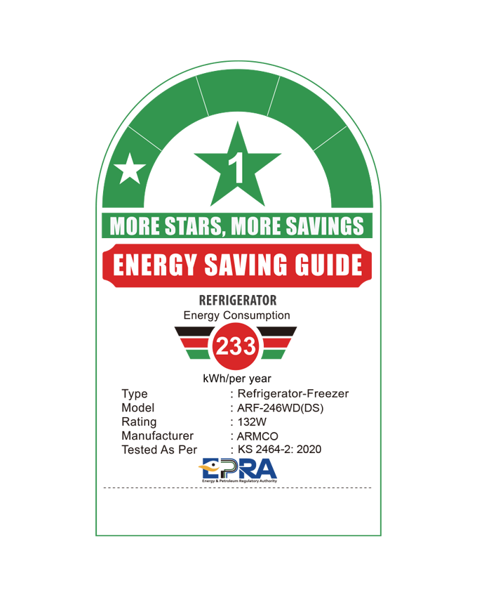ARF-246WD(DS) Fridge Energy rating