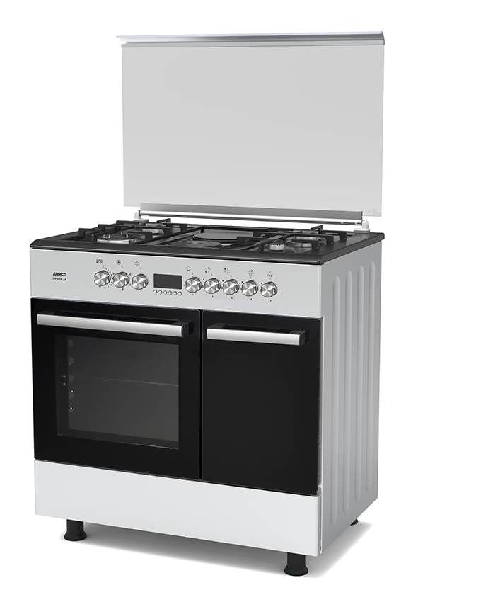 GC-F9642ZBT2(SL) - 4 Gas, 2 Electric, 60x90 Gas Cooker, Full Function Turbo Convection Oven, 1 Rapid Plate, 1 Triple Wok Burner , Cast Iron Pan Supports, EU Standard Flame Failure Device, Rotisserie, Mechanical Timer, Sabaf Italian Burners.