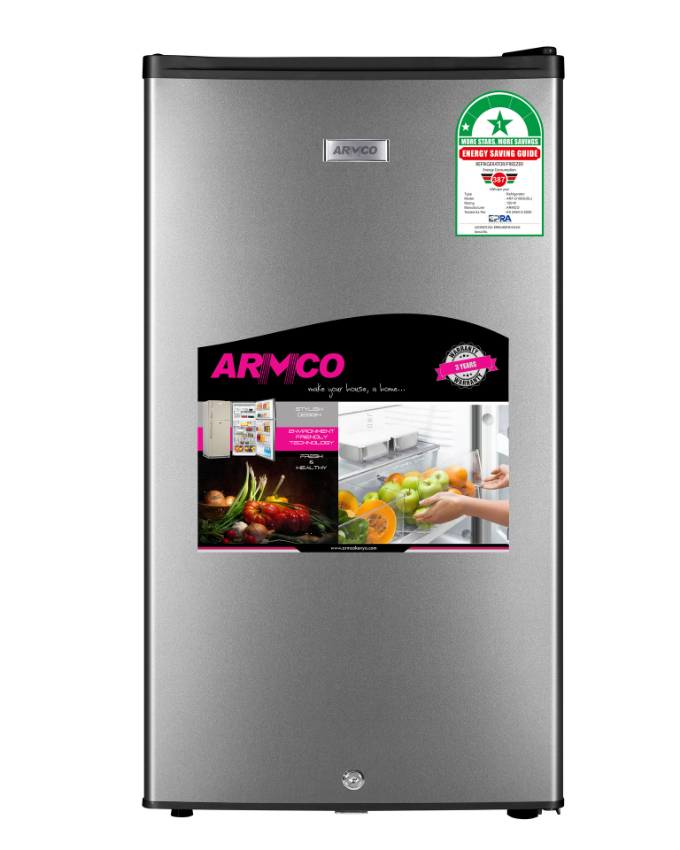 ARF-127G(DS) - Refrigerator (5Cu.ft.g) 88L, 1 door, 2 Wire Shelves, Lock and Key, Ice Tray, CFC Free, Dark Silver.